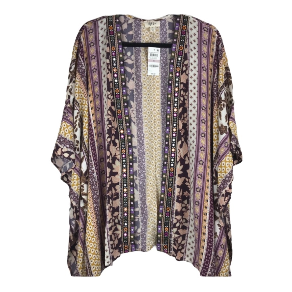 Style & Co Kimono Mixed Print Embellished 1X & 2X